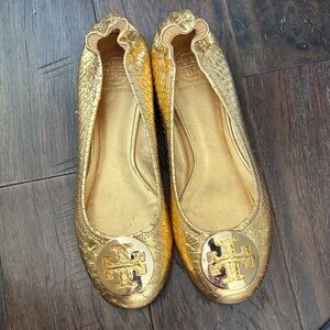 Tory Burch Metallic Gold Loafers
